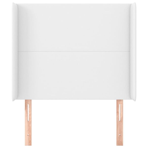 vidaXL Galvūgalis su auselėmis, baltas, 103x16x118/128cm, dirbtinė oda