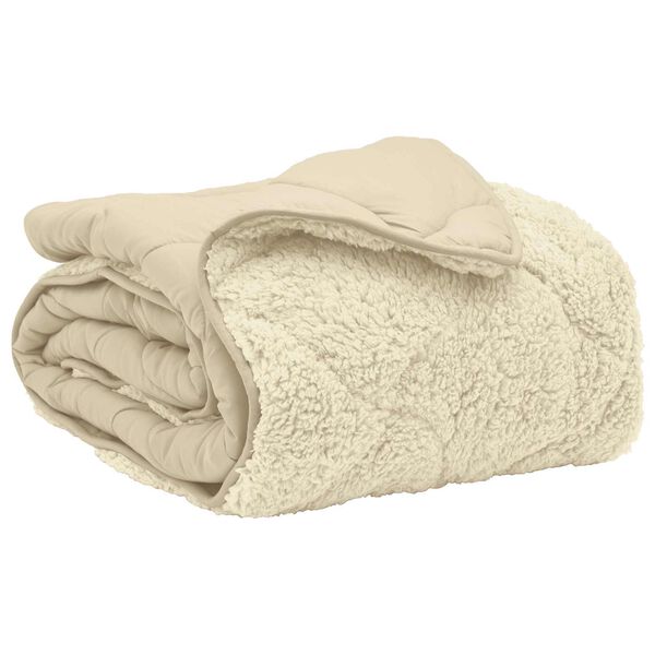 vidaXL Pilna metų antklodė Tik&scaron;tas Kreminė 220 x 260 cm