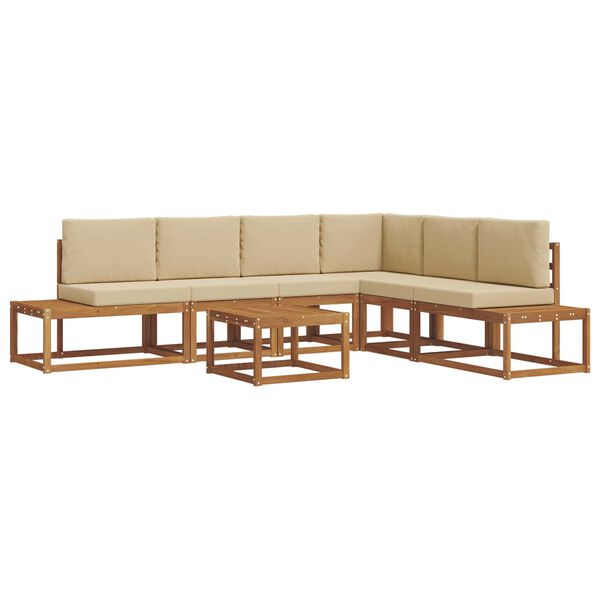 vidaXL Lauko sofos komplektas 7 Vienetas Natūralus ir bežinis