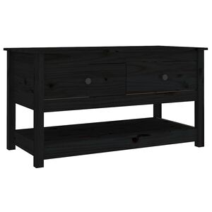 vidaXL Kavos staliukas, juodas, 102x49x55cm, pu&scaron;ies medienos masyvas