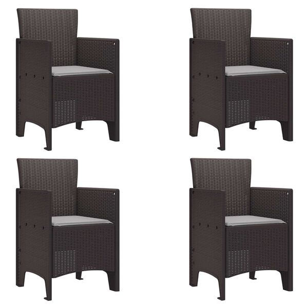 vidaXL Sodo Kėdė su pagalve 4 pcs Ruda 53 x 49 x 85 cm Polipropilenas