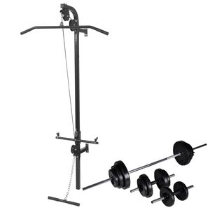 vidaXL Prie sienos mont. jėgos tren. su &scaron;tanga ir hant. rink., 30,5 kg