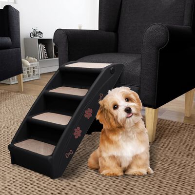 vidaXL Sulankstomi laiptai šunims, juodos spalvos, 62x40x49,5cm