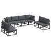 vidaXL Sodo Sofų Rinkinys su pagalve 8 pcs Juoda Aliuminis