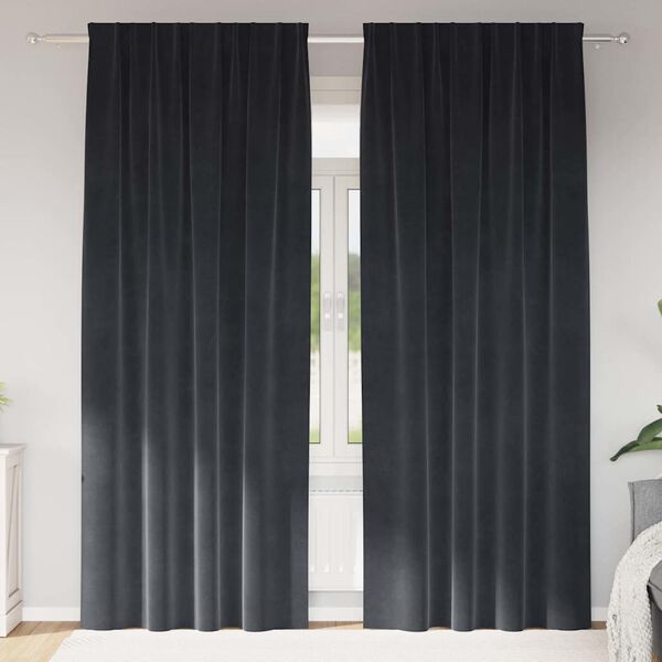 vidaXL Užtemdymo užuolaidos 2 pcs Tamsiai pilka 140 x 245 cm Aksomas