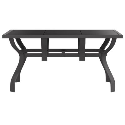 vidaXL Sodo stalas, pilkas ir juodas, 140x70x70cm, plienas ir stiklas