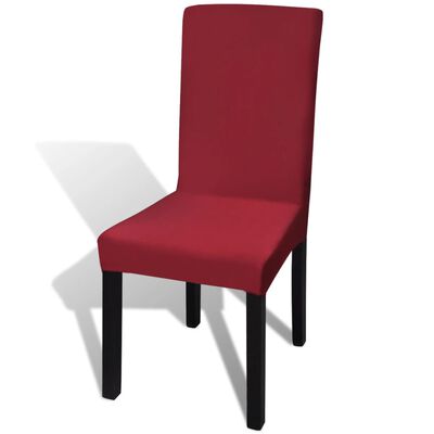 vidaXL Tiesūs įtempiami kėdžių užvalkalai, 4vnt., tamsiai raudoni