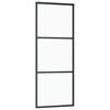 vidaXL Stumdomos durys, 3 plokštės, juodos, 76x205cm, ESG stiklas ir aliuminis