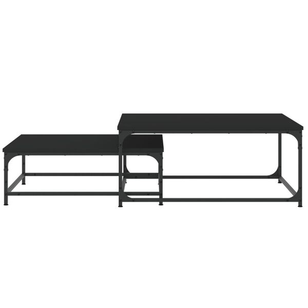 vidaXL Sustumiami kavos staliukai, 2vnt., juodi, apdirbta mediena