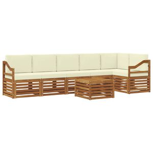 vidaXL Sekcijos sofų komplektas 7 pcs Natūralus ir grietinėlė