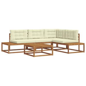 vidaXL Lauko sofos komplektas 5 Vienetas Natūralus ir grietinėlė