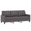 vidaXL Trivietė sofa su pakoja, pilkos spalvos, 180cm, dirbtinė oda