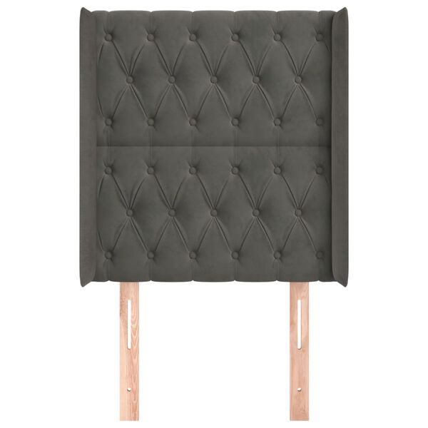 vidaXL Galvūgalis su auselėmis, tamsiai pilkos,83x16x118/128cm,aksomas