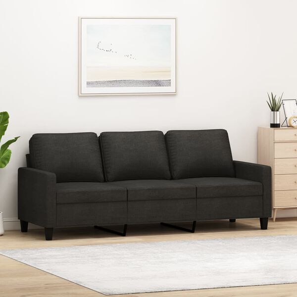 vidaXL Trivietė sofa, juodos spalvos, 180cm, audinys