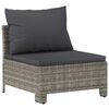 vidaXL Sodo vidurinė sofa su pagalvėle, pilka, polirotangas