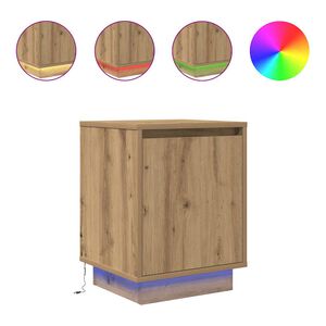 vidaXL naktinė spintelė su LED lemputėmis Artisan ąžuolas 38x34x50 cm