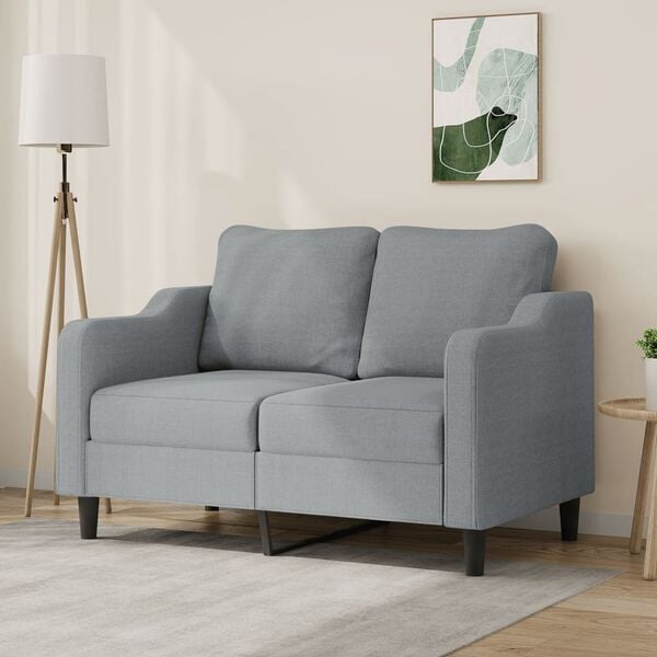 vidaXL Dvivietė sofa, &scaron;viesiai pilkos spalvos, 120cm, audinys