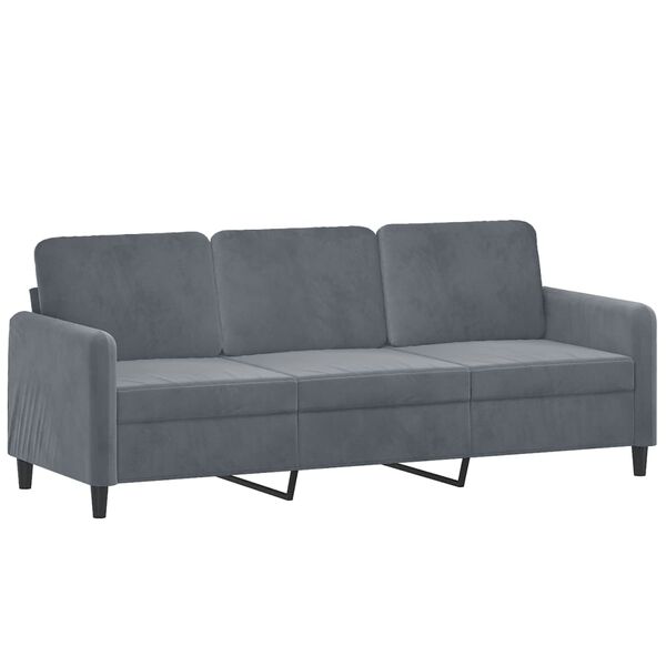 vidaXL Trivietė sofa su pagalvėlėmis, tamsiai pilka, 180cm, aksomas
