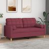 vidaXL Dvivietė sofa su pagalvėlėmis, raudonojo vyno, 140cm, audinys