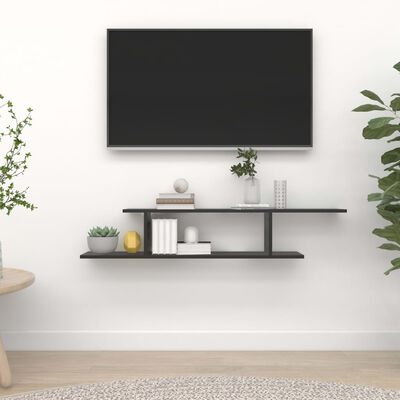 vidaXL Prie sienos montuojama TV lentyna, juoda, 125x18x23cm, mediena
