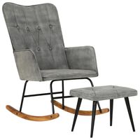 vidaXL Supama kėdė su pakoja, pilkos spalvos, drobė, vintažinė
