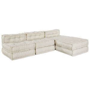 vidaXL Modulinė sofa Audinys Kreminė 210 x 140 x 56 cm