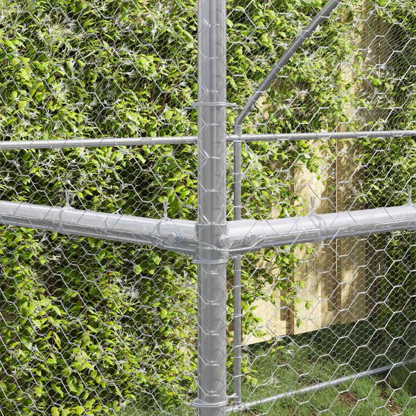 vidaXL Vi&scaron;tų narvas 3 pcs Sidabro 600 x 200 x 200 cm Plienas ir PE