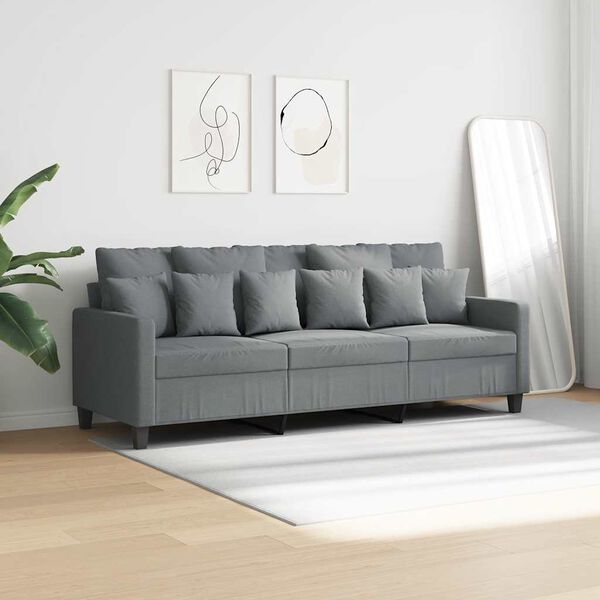 vidaXL Trivietė sofa, &scaron;viesiai pilkos spalvos, 180cm, audinys