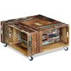 vidaXL Kavos staliukas, perdirbtos medienos masyvas, 70x70x35 cm