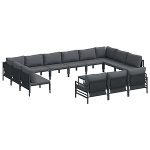 vidaXL Sodo Sofų Rinkinys 14 vnt. Juoda Plienas