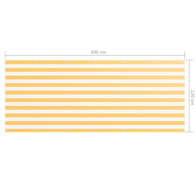 vidaXL Balkono pertvara, balta ir geltona, 120x300cm, oksfordo audinys