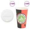 vidaXL popieriniai kavos puodeliai su dangteliais 1000 vnt 16oz 400 ml