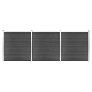 vidaXL Tvoros segmentų rinkinys, juodos spalvos, 526x186cm, WPC