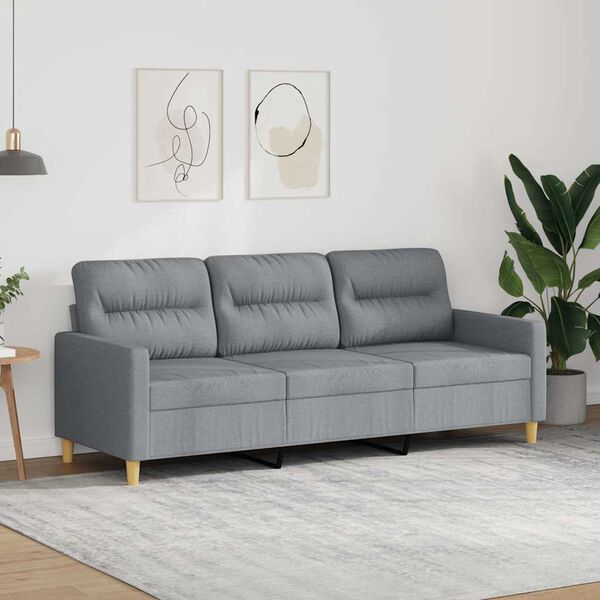 vidaXL Trivietė sofa, &scaron;viesiai pilkos spalvos, 180cm, audinys