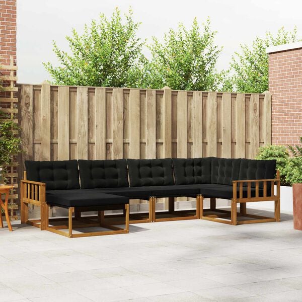 vidaXL Lauko sofos komplektas su pagalve 6 pcs Natūrali ir juoda