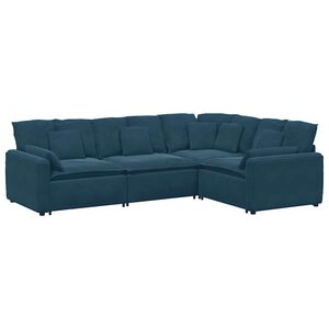 vidaXL Modulinė sofa su pagalvėlėmis, aksominė, mėlyna