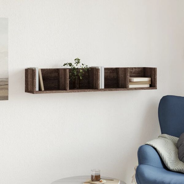 vidaXL Sieninė spintelė, ruda ąžuolo, 99x18x16,5cm, apdirbta mediena