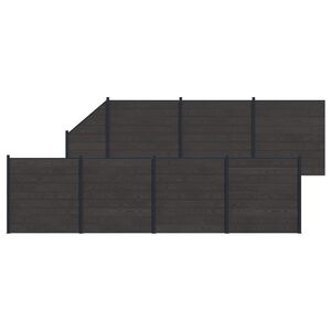 vidaXL Tvoros rinkinys 8 vnt. 1311 x 186 cm WPC ir aliuminis Juoda