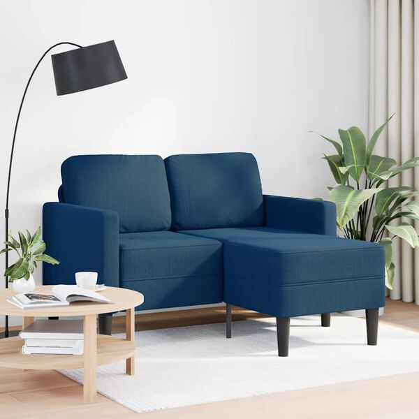 vidaXL 2-vietė sofa su L formos mėlynu 125 cm audiniu