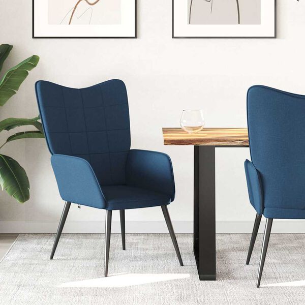 vidaXL Poilsio kėdė, mėlynos spalvos, audinys