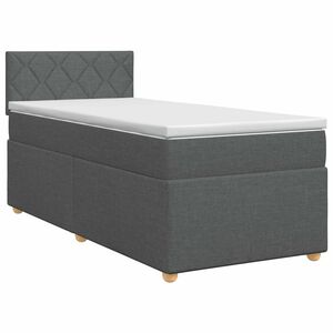 vidaXL Spyruoklinė lova su čiužiniu Tamsiai pilka 90 x 190 cm Audinys
