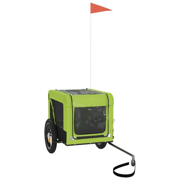 vidaXL Dviračio priekaba augintiniams, žalia/juoda, audinys/geležis