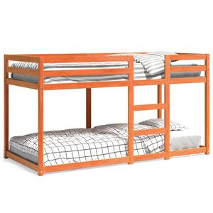 vidaXL Dviaukštė lova, vaško ruda, 90x200cm, pušies medienos masyvas