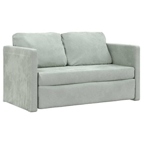 vidaXL Grindų sofa-lova, 2-1, &scaron;viesiai pilka, 122x204x55cm, aksomas