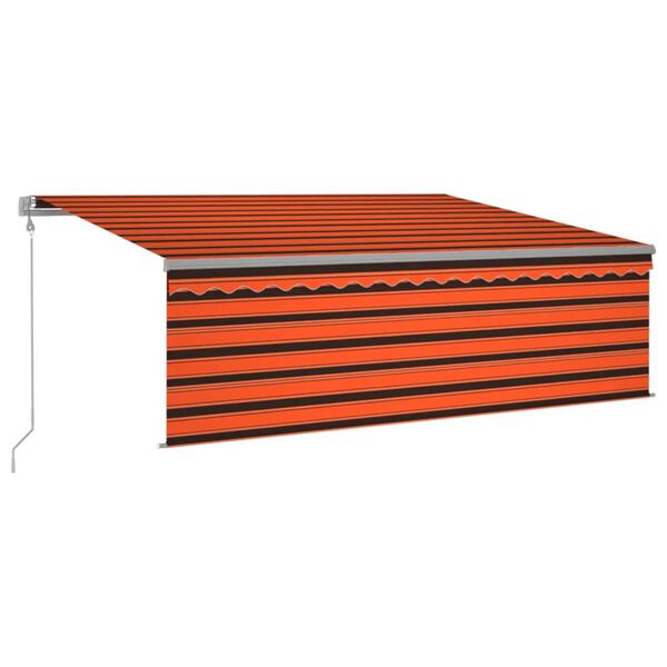 vidaXL Markizė su uždanga/LED/vėjo jutikliu, oranžinė/ruda, 4x3m