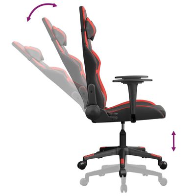 vidaXL Masažinė žaidimų kėdė, juodos ir raudonos spalvos, dirbtinė oda
