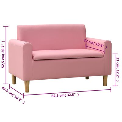 vidaXL Dvivietė vaikiška sofa, rožinė, dirbtinė oda