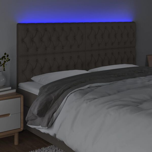 vidaXL Galvūgalis su LED, taupe spalvos, 180x7x118/128cm, audinys