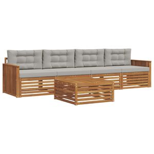 vidaXL Lauko sofos komplektas 5 pcs Natūrali ir &scaron;viesiai pilka