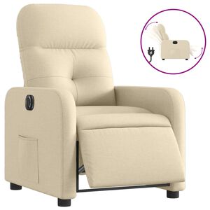 vidaXL Elektrinis atlo&scaron;iamas krėslas, kreminės spalvos, audinys